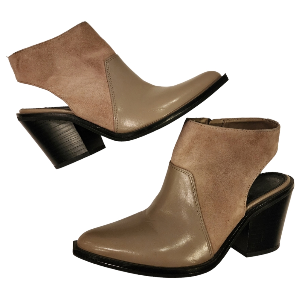 SAM EDELMAN Circus "Carly" Taupe Suede Leather/faux leather Slingback booties 6M